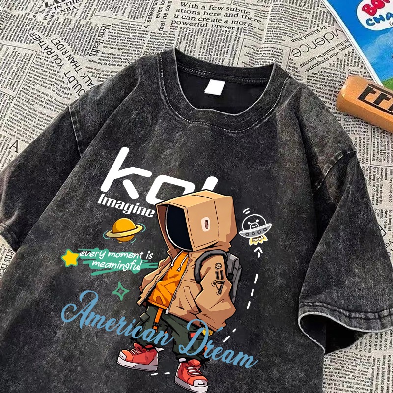 NASA เสื้อยืดเด็กแขนสั้น ผ้าฝ้ายนุ่ม ไซส์ใหญ่ เสื้อเด็กผู้ชาย ลายแบรนด์เนมสุดเท่ ระบายอากาศดี สำหรับเด็กอายุ 3-16 ปี