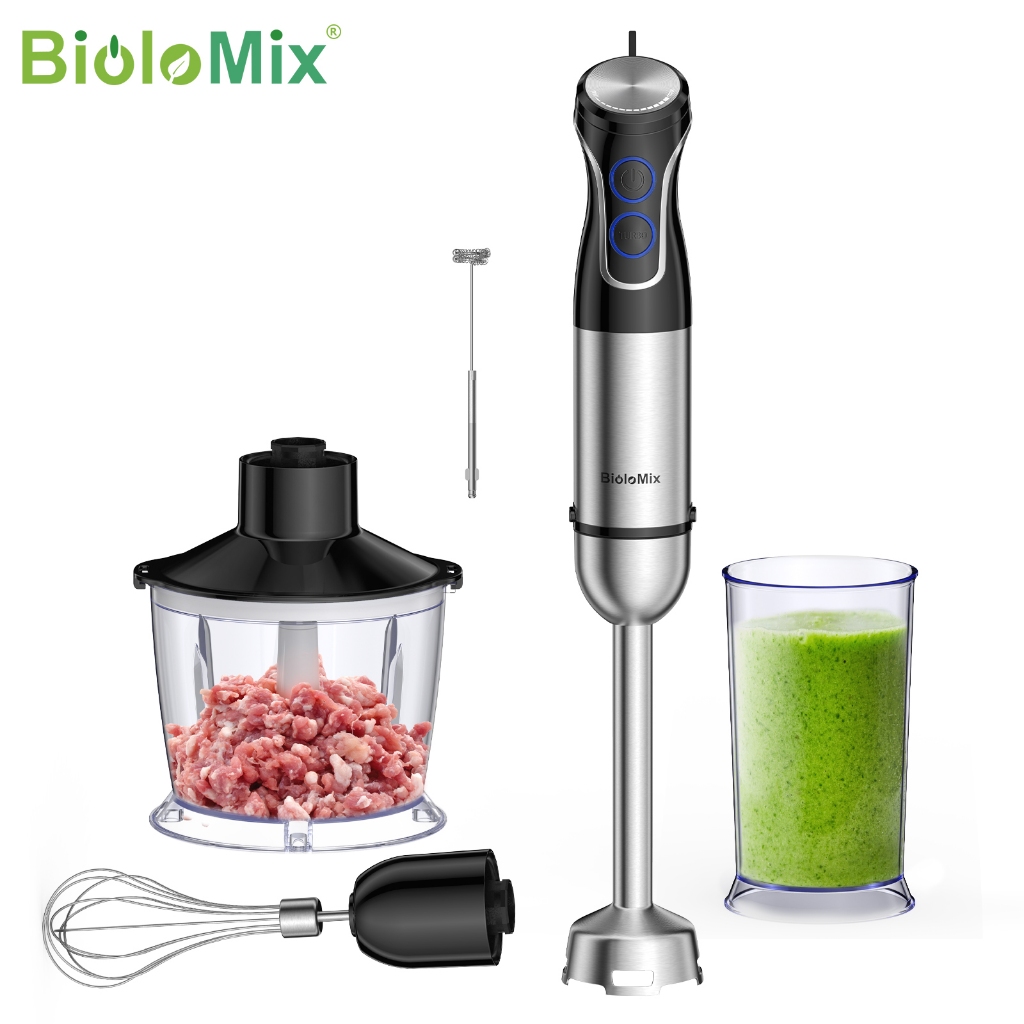 Biolomix เครื่องปั่นมือแช่ 5 in 1,เครื่องปั่น 1500W พร้อมใบมีดสแตนเลส 304,เครื่องเตรียมอาหาร,Smoothies Puree อาหารเด็ก