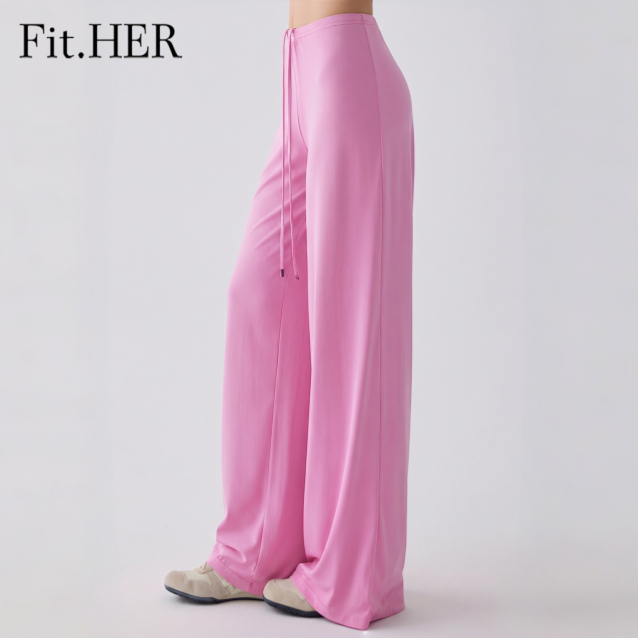 Fit.HER กางเกงโยคะขากว้างเอวสูงสําหรับผู้หญิง – Flowy Lightweight & Flattering Lounge Pants สําหรับยิมวิ่งกลางแจ้ง