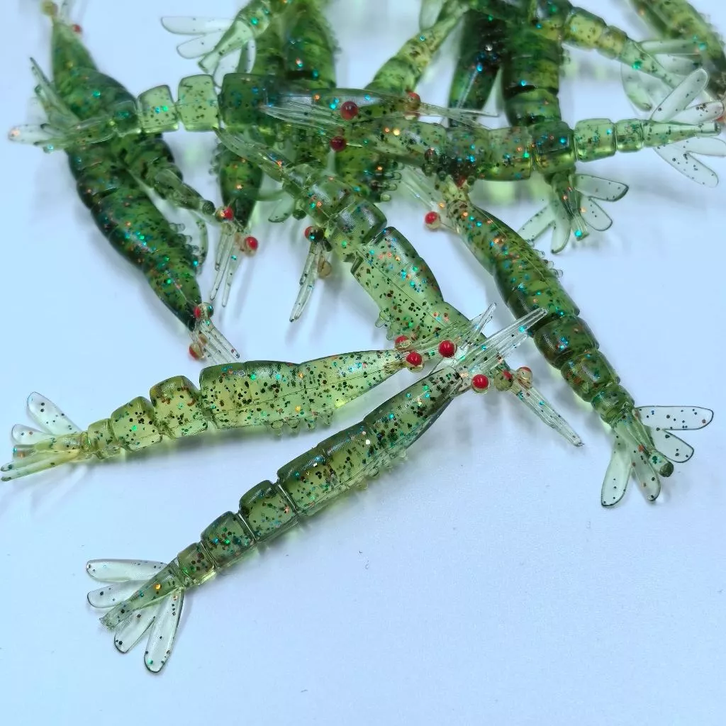 DUODUOYU 20PCS กุ้งนุ่มเหยื่อตกปลา 40 มม./50 มม.ซิลิโคน Multi-Jointed กุ้งเหยื่ออ่อนประดิษฐ์เหยื่ออ่อนตกปลา Tackle
