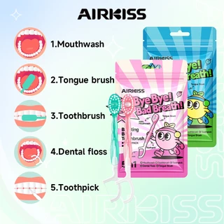 AIRKISS แคปซูลแปรงสีไหมขัดฟัน & แปรงสีฟันและไม้จิ้มฟัน & แปรงลิ้น & น้ํายาบ้วนปาก 5 in1
