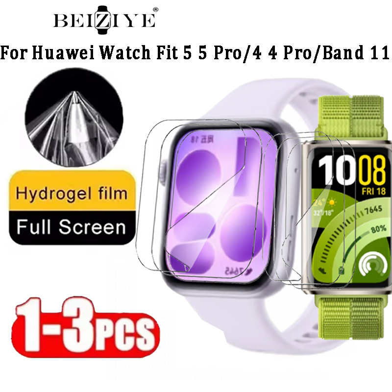 1/3pcs Hydrogel ฟิล์มป้องกันสําหรับ Huawei Watch Fit 5 5 Pro/4 4 Pro สมาร์ทนาฬิกา Soft Clear ฟิล์มป้องกันแบบเต็มหน้าจอสําหรับ Huawei Band 11/11Pro ไม่ใช่แก้ว