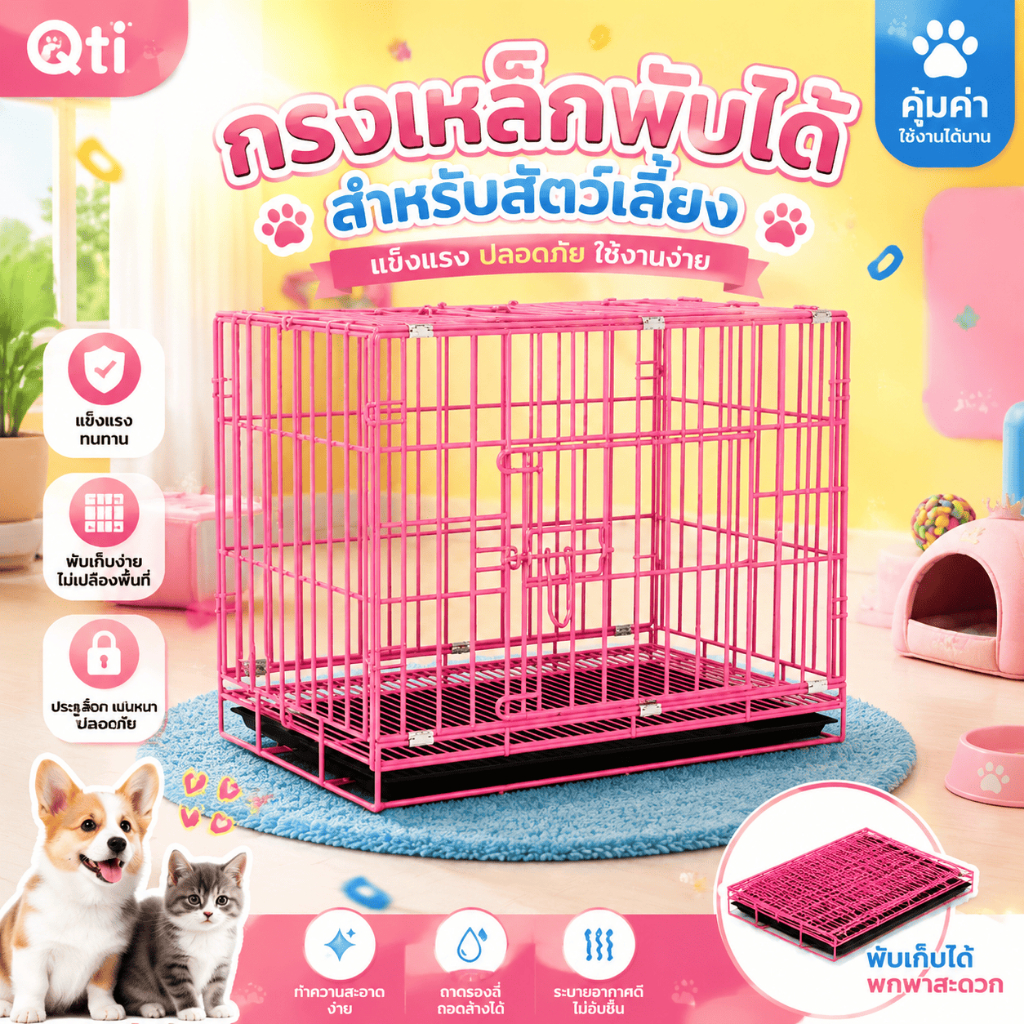 เพตซิลลา กรงสัตว์เลี้ยง แบบพับได้ เหมาะสําหรับสุนัข แมว กระต่าย และสัตว์เลี้ยงอื่นๆ พกพามี4ขนาด *พร้อมส่ง*
