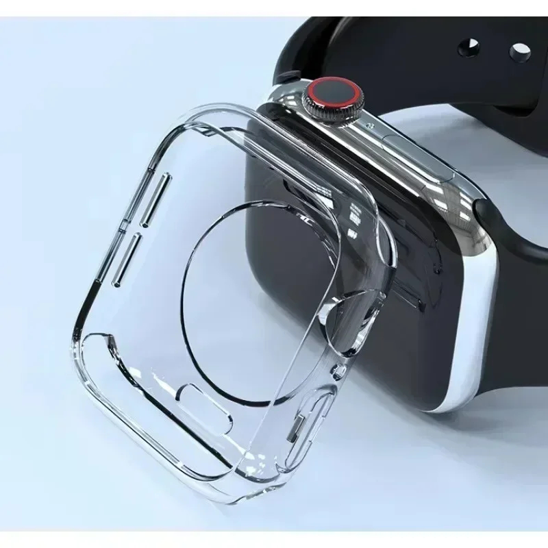 เคส TPU ครึ่งห่อใสสําหรับ Apple Watch 46mm 49mm 45mm 44mm 42mm 41mm 40mm 38mm Series 1-11 SE Ultra –