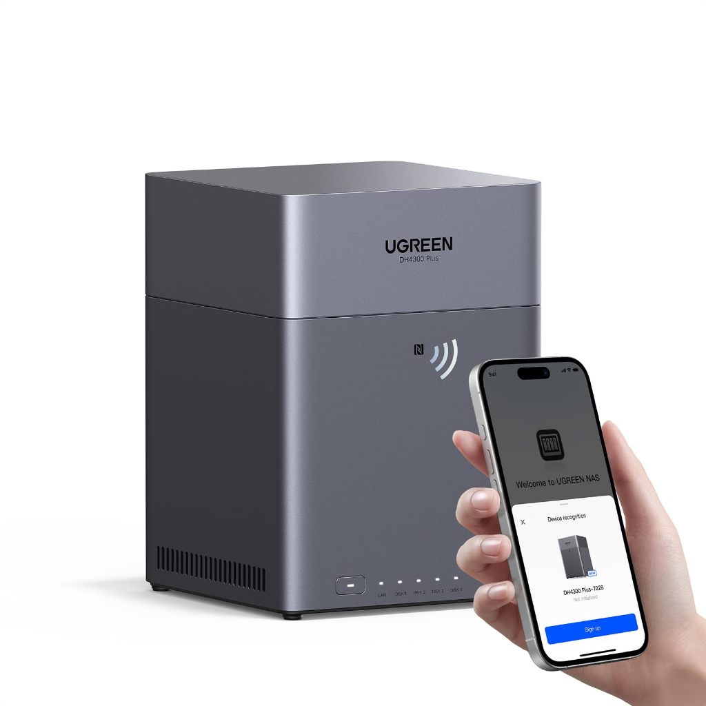 UGREEN DH4300 Plus 4-Bay Desktop NAS 128TB Max, RAM 8GB, 2.5GbE Remote Access & 4K HDMI (Diskless)