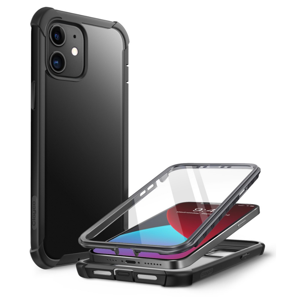เคส Clayco Forza Series สําหรับ iPhone 12/12 Pro 6.1 นิ้ว 2020 Release Full Body ฝาครอบที่ทนทานพร้อมตัวป้องกันหน้าจอในตัวเข้ากันได้กับเครื่องอ่านลายนิ้วมือ