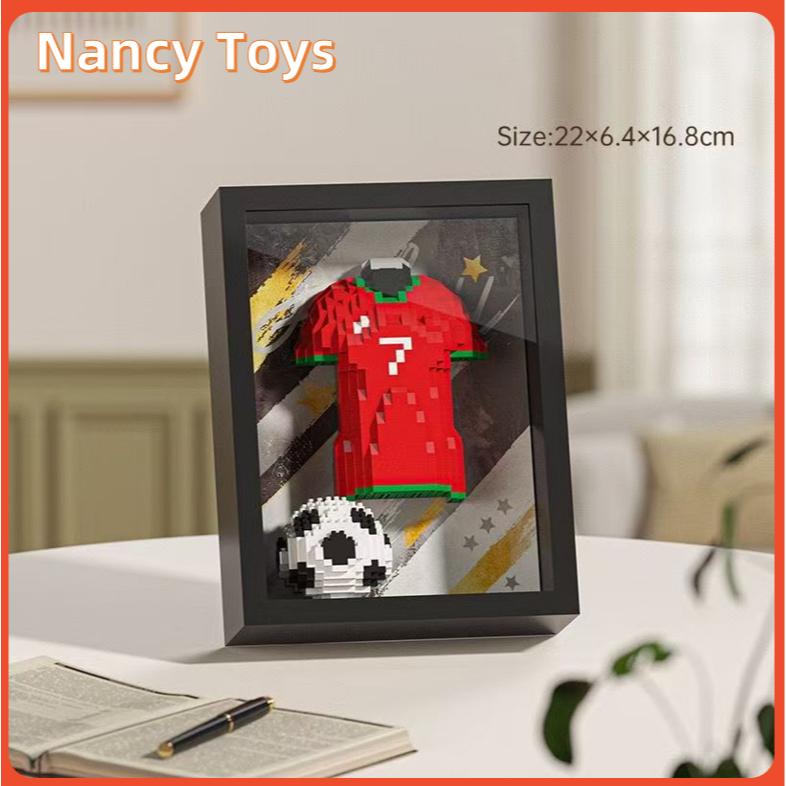 ⚽🇫🇷🇧🇷🇦🇷 ชุดตัวต่อบล็อก DIY ธีมฟุตบอลโลก ถ้วยแชมป์+เสื้อนักเตะดัง+กรอบรูป ครบชุดสุดคุ้ม เหมาะสำหรับนักสะสมลูกหนัง แต่งบ้าน วางโต๊ะ ของขวัญที่ระลึก เสริมจินตนาการ พร้อมส่ง