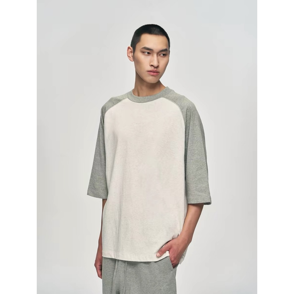 26SS ฤดูร้อนใหม่ FOG ESENTIALS Splicing Letter เย็บปักถักร้อย High Street หลวมผ้าฝ้ายเสื้อยืดแขนสั้น
