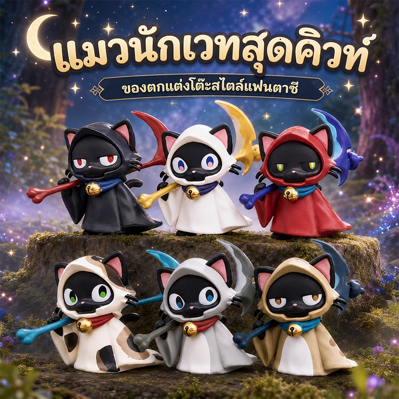 รูปปั้นแมวดำถือเคียวขนาดเล็ก แกะสลักอย่างประณีต สไตล์โกธิคแฟนตาซี สำหรับตกแต่งภายในรถและบ้าน ของขวัญที่เหมาะสำหรับคู่รัก