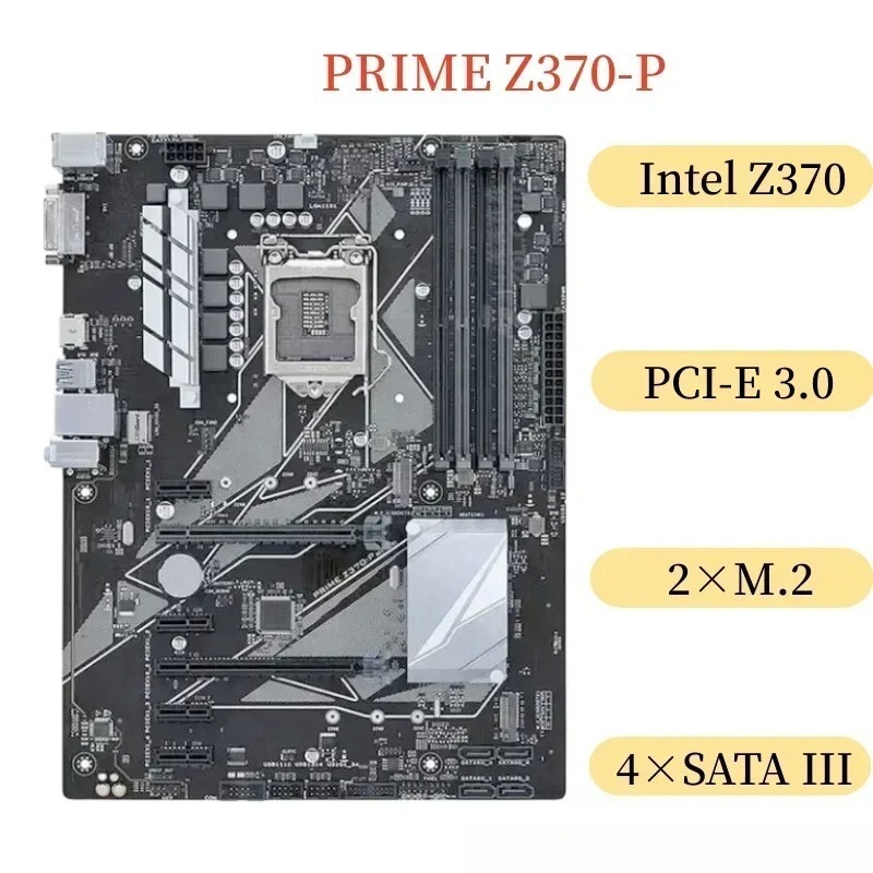 สําหรับ Asus PRIME Z370-P เมนบอร์ด LGA 1151 DDR4 64GB Intel Z370 รองรับ Core i3-8300 i3-9100F i5-560