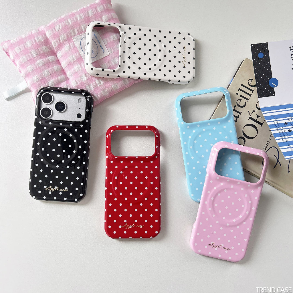 มีสไตล์ Simple Polka Dots ฟิล์ม Hard เคสโทรศัพท์สําหรับ iPhone 17 16 15 14 13 Pro Max กันกระแทกปกหลัง