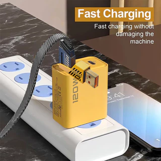ชุดชาร์จเร็ว 4in1 120W/65W QC3.0 หัวชาร์จหลายพอร์ต 2PD+2USB พร้อมสายซิลิโคน 2 เส้น Type-C/Micro ส่งข้อมูล รับประกัน 1 ปี