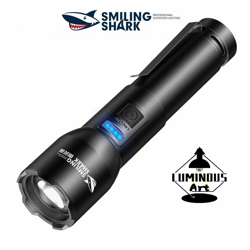 LUMINOUS ART SD8107 Ultra-Bright M77 8400LM ไฟฉายอเนกประสงค์ 5 โหมดปากกาโลหะ Clamp 18650 Type-C Zoom