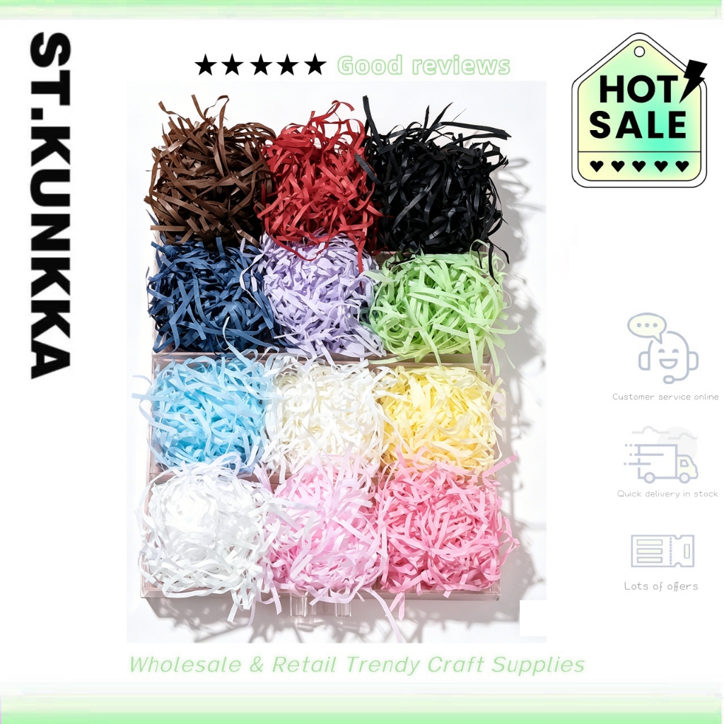 (50 กรัม) สีสันฝอย กระดาษฝอย กระดาษ Raffia Filler DIY วัสดุตกแต่งงานปาร์ตี้ที่บ้านกล่องของขวัญวันวาเลนไทน์