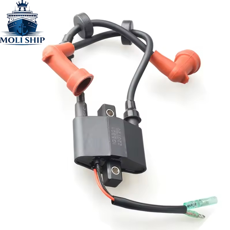 6B4-85570 คอยล์จุดระเบิดสําหรับ Yamaha Outboard Motor 2 จังหวะ 9.9HP 15HP 9.9D 15D 6B3 6B4 รุ่นใหม่ 6B4-85570-00 เรือชิ้นส่วนเครื่องยนต์