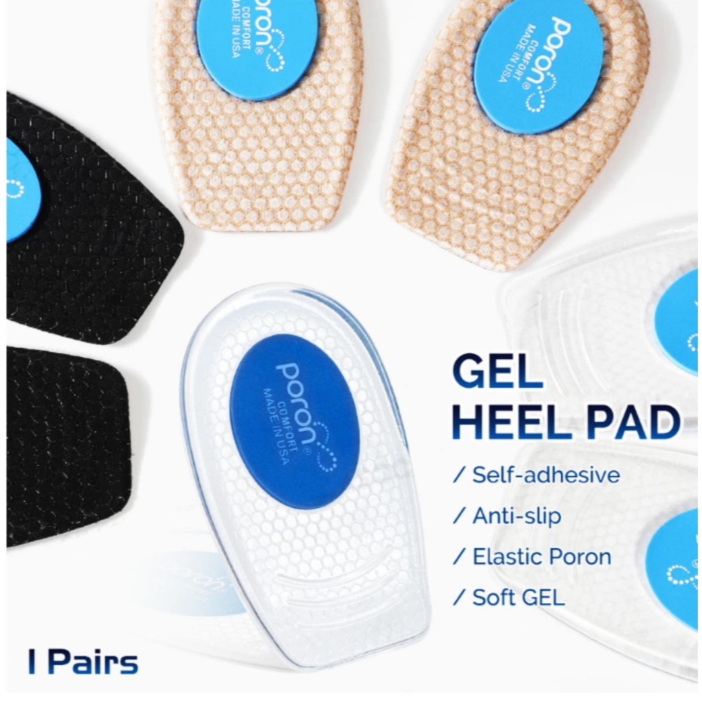 PORON & ซิลิโคนส้นถ้วย Pad Plantar Fasciitis เจลส้นแทรก Foot Care elasticl Cushioning 1 คู่ซิลิโคนส้น Pad Heel Cushion Pad