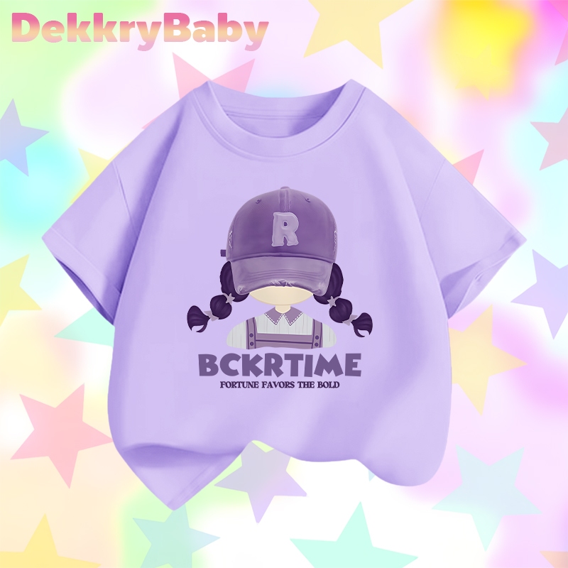 【พร้อมส่ง】Dekkry Baby หน้าร้อน เด็กหญิง ลายเด็กสาวสวมหมวกน่ารัก แฟชั่น แมทช์ง่าย แขนสั้น เสื้อเด็ก ระบายอากาศดี ใส่สบาย เสื่อยืด YG2937