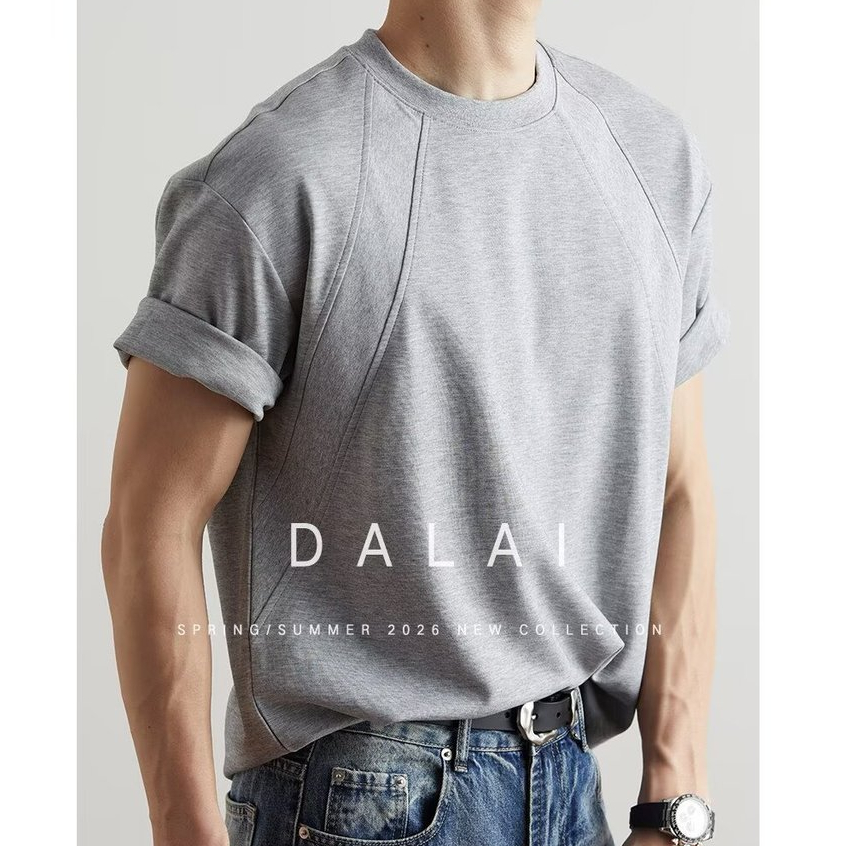 เสื้อยืดแขนสั้นผู้ชายฤดูร้อนหลวมครึ่งแขนสไตล์ใหม่ อิน เรียบง่าย สูงสุด