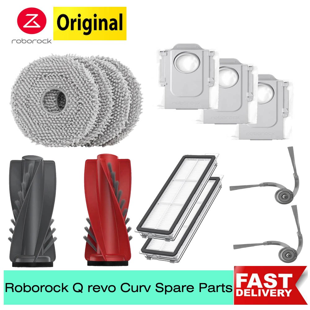 Original Roborock Q Revo 5AE ถุงเก็บฝุ่นกรองหลัก/แปรงด้านข้าง Mop ผ้าสําหรับ Q Revo Curv/ Q Revo S5V