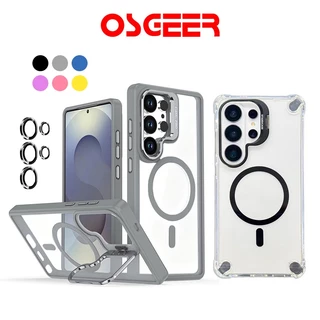 OSGEERสําหรับ Samsung S26Ultra S25 Ultra S24 Ultra เคสแม่เหล็กมีขาตั้งเลนส์กล้อง กันกระแทกคลุมทั้งหมด กันรอยขีดข่วน เลนส์ป้องกันกรณี
