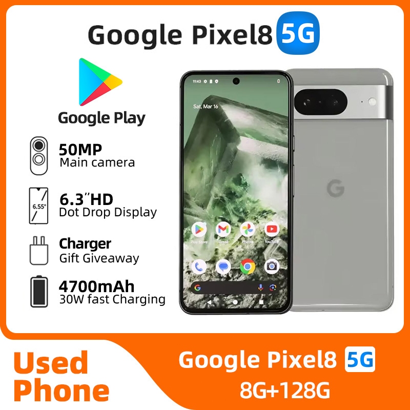 โทรศัพท์มือสองGoogle Pixel 8 5g Legit In Good Condition ปลดล็อคสมาร์ทโฟน Android