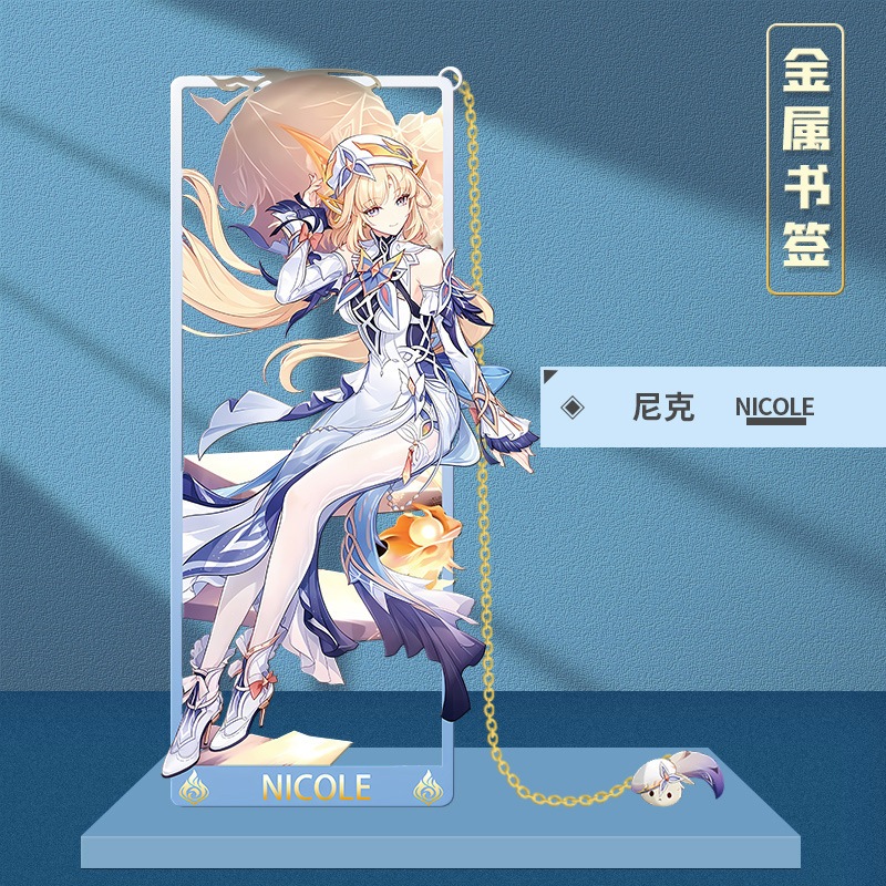 Genshin impact Linnea Alice Colombina Nicole ที่คั่นหนังสือโลหะของขวัญเครื่องเขียน