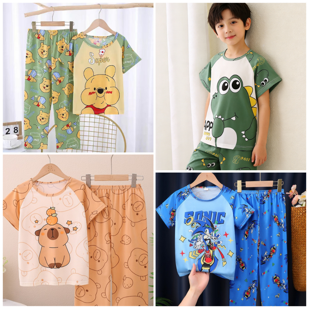 Flash Sale เสื้อผ้าเด็ก Ccappy Barar Kids แขนสั้นคอกลมชุดนอนเด็กชายหรือเด็กหญิงใส่สบายสําหรับ 11 - 12 ปี