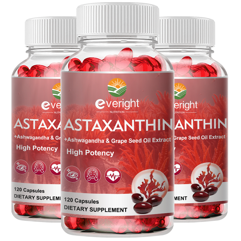 Astaxanthin อาหารเสริม 24 มก. แหล่ง Microalgae สด - สารต้านอนุมูลอิสระเพื่อผิวสุขภาพดี Aging หัวใจ