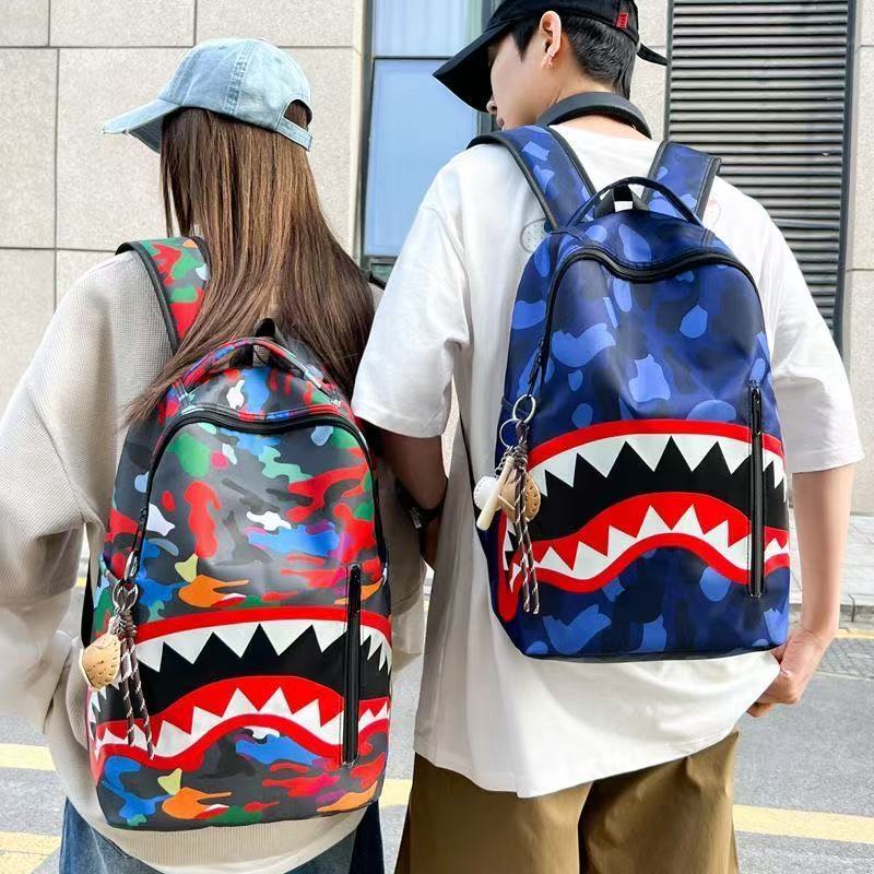 SG Sprayground Shark Mouth Backpack Camouflage Trend Cool Male Female Student Universal Large-Capa