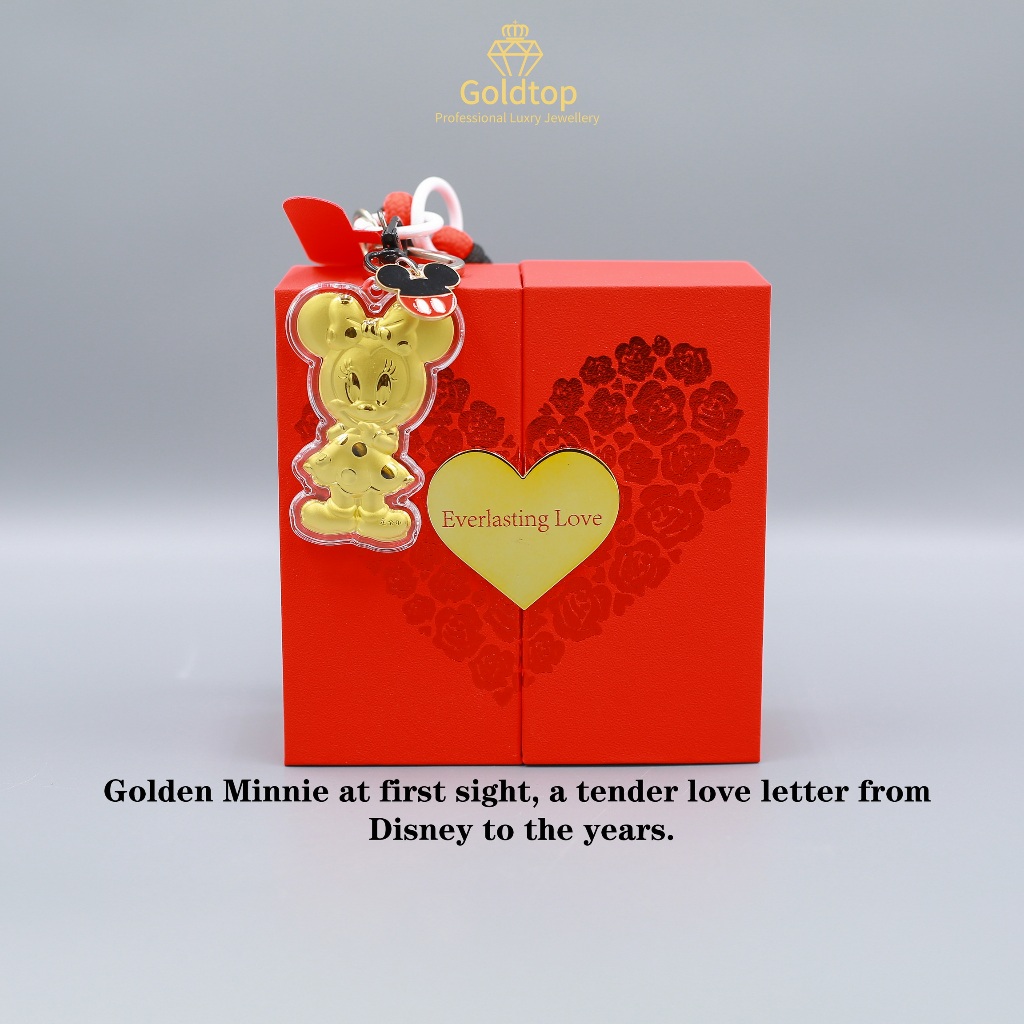 Goldtop Minnie Timeless 999 Pure Gold Disney Jewelry Set(0.3g)-ให้ความหวานในวัยเด็กในแสงอมตะ-999 Pure Gold Bar-2026 Global Limited Edition