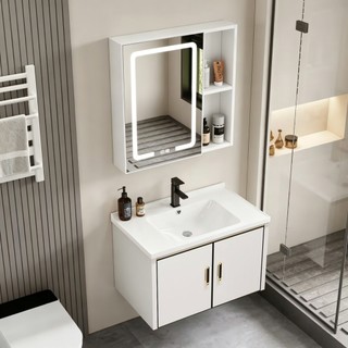 Aluminum Bathroom Cabinet With Mirror Light Lavatory Sink Complete Set Vanity Bathroom Sink Cabinet