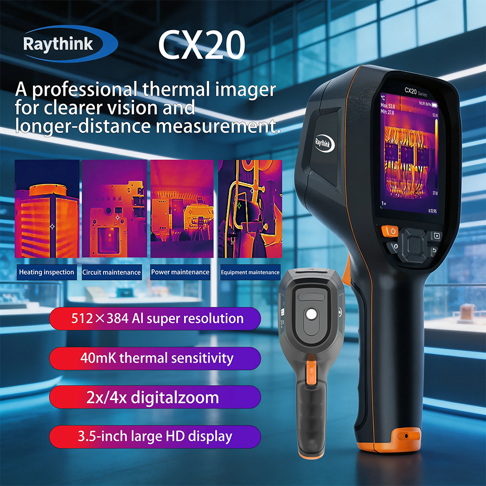 Raythink Industrial Thermal Imager CX20, 512384 ความละเอียดสูงสุด,3.5" HD จอใหญ่,2x/4x digitalzoom,