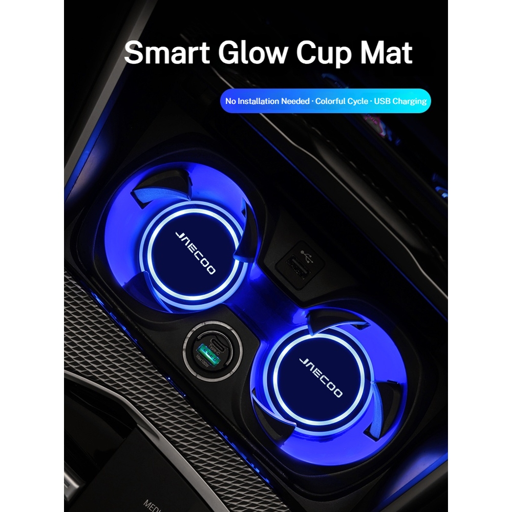 7 สีรถเปลี่ยน LED ถ้วยผู้ถือไฟด้านหลังกระจกตกแต่ง Ambient Light Non-Slip สําหรับ chery jacoo J5 J5 E