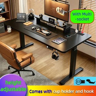 Electric Standing Desk Adjustable Height Computer Table Lifting Office/Gaming/Study Table With Socket