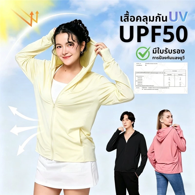 เสื้อคุมแขนยาวผู้หญิง เสื้อฮู้ดกันแดด UPF50+ กันรังสีUV เนื้อผ้าบางเบา ใส่สบาย กิจกรรมกลางแจ้ง