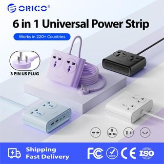 ORICO US Plug - Universal Power Strip 1.6M Power Extension Socket Portable Outlet Extension Cord with 15.5W USB Ports (PDC15-US-UN)