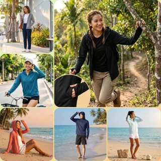 เสื้อคุมแขนยาวผู้หญิง เสื้อฮู้ดกันแดด UPF50+ กันรังสีUV เนื้อผ้าบางเบา ใส่สบาย กิจกรรมกลางแจ้ง