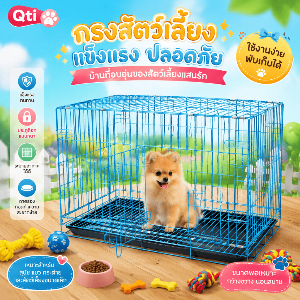 กรงสุนัขพับได้ กรงแมว กรงสัตว์เลี้ยง กรงกระต่าย มีสี่ไซส์ แข็งแรงทนทาน เคลือบกันสนิม