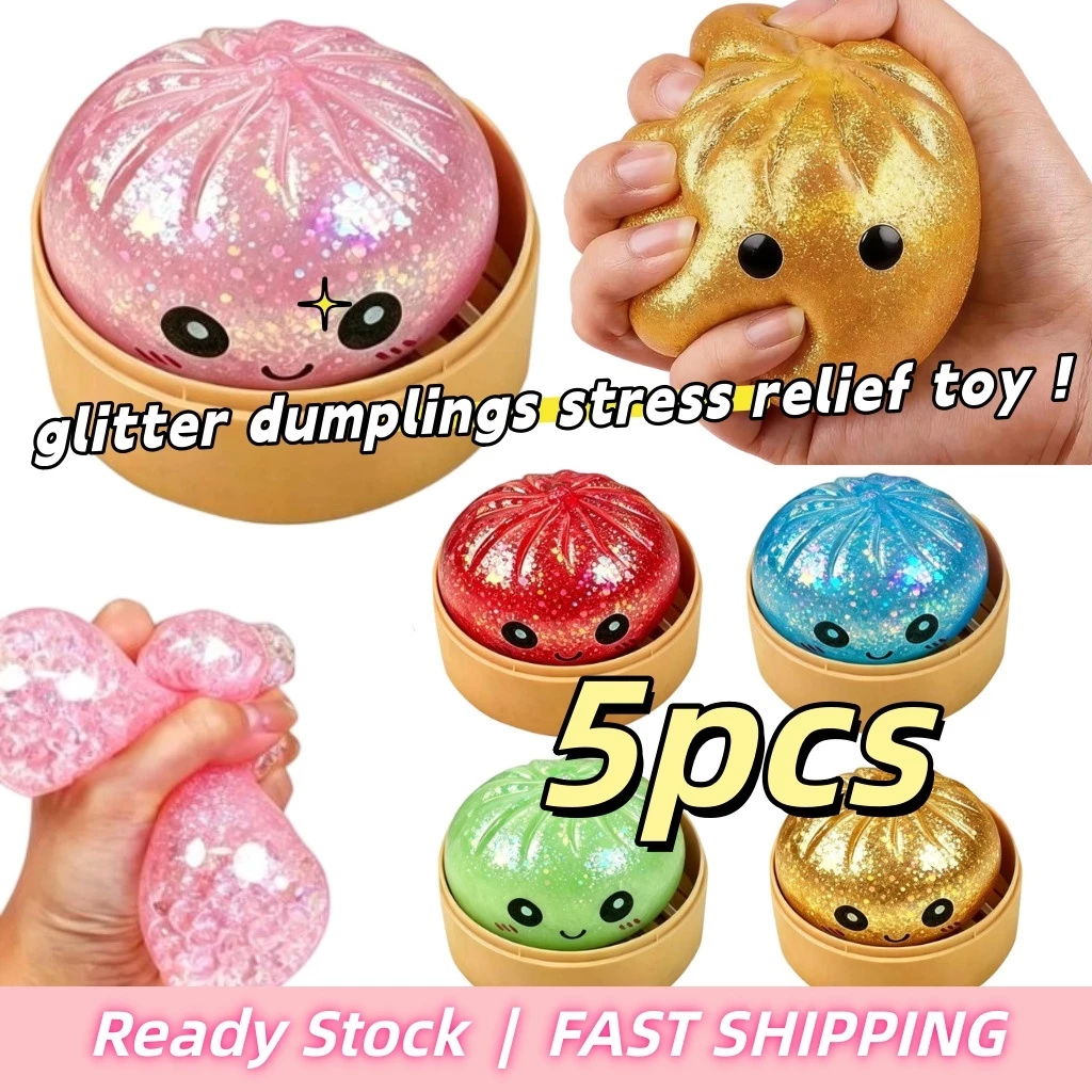 8.5 ซม.Glitter Bun Squishy ของเล่น, 1/2/3/4/5 ชิ้น, ช้า Rising Slime Squeeze ของเล่น, ความเครียดบรรเทา Fidget ของเล่นสําหรับเด็กและผู้ใหญ่