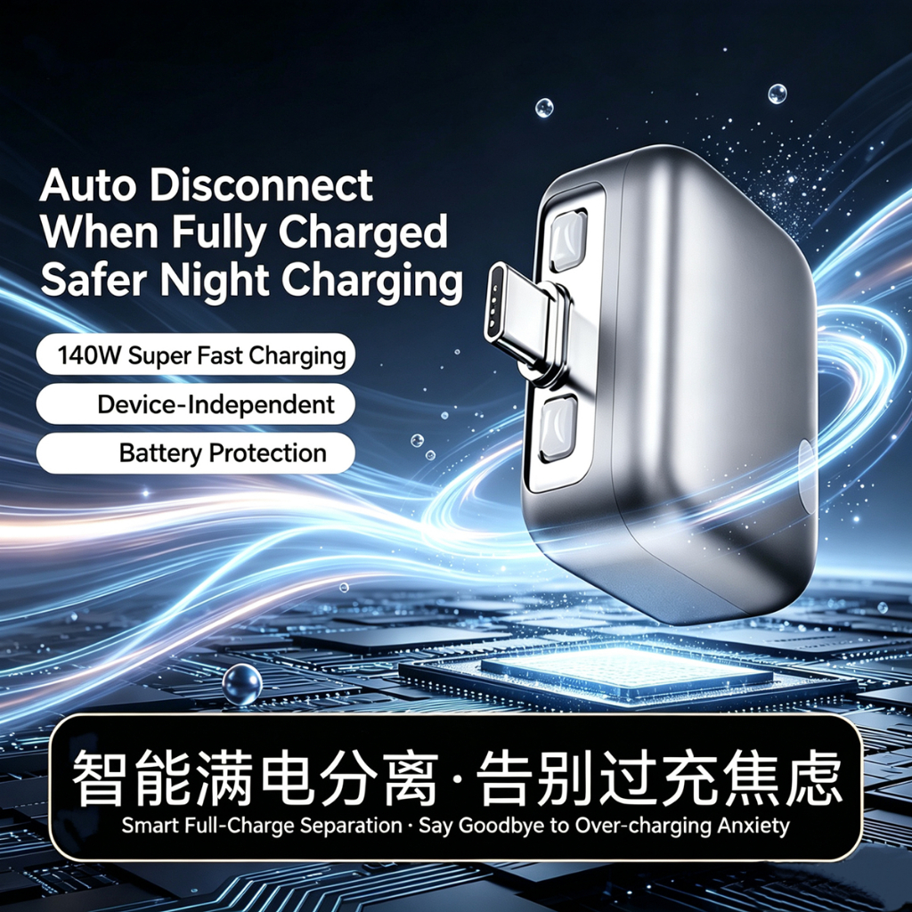 Type-C 140W เชื่อมต่อทางกายภาพแบตเตอรี่ Guard Anti-Overcharge Protection สําหรับปลอดภัยข้ามคืนชาร์จสมาร์ทอัตโนมัติหยุดชาร์จ