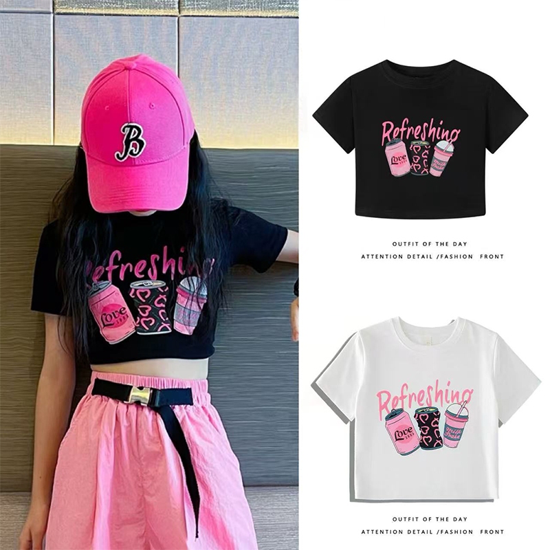 【จัดส่งจากประเทศไทย】เสื้อยืดแขนสั้นลายการ์ตูนคูโรมิสุดชิคสำหรับเด็กผู้หญิง ดีไซน์ลายพิมพ์แฟชั่น เหมาะสำหรับเด็กผู้หญิง