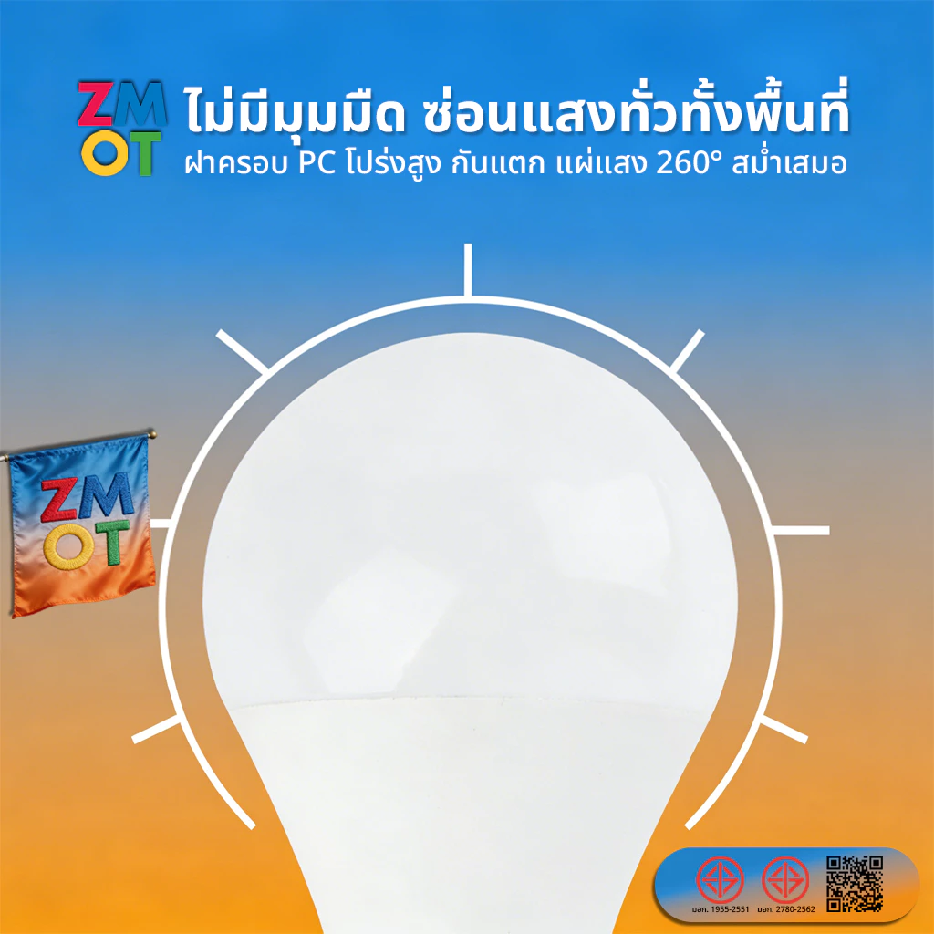 หลอดไฟ LED SlimBulb light 5W 9W 12W 15W 18W 24W ใช้ไฟฟ้า220V หลอดไฟขั้วเกลียว ขั้ว E27 thumbnail 4