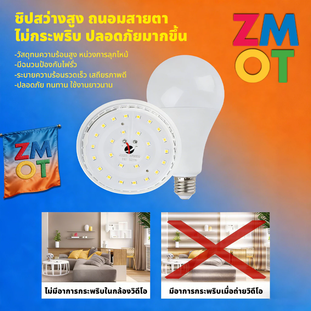 หลอดไฟ LED SlimBulb light 5W 9W 12W 15W 18W 24W ใช้ไฟฟ้า220V หลอดไฟขั้วเกลียว ขั้ว E27 thumbnail 7
