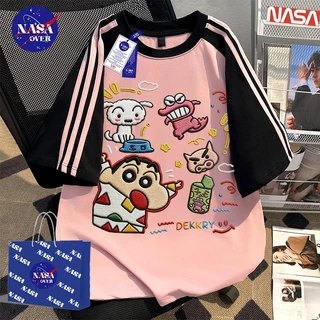 【จัดส่งจากกรุงเทพฯ】🔥เสื้อยืด ฤดูร้อน ทรงหลวม แขนสั้น วินเทจ ปักลายเทียม ลายการ์ตูน🎭ยูนิเซ็กส์ สีผสม สามแถบ เสื้อYG4585