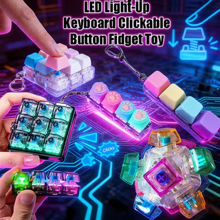 5 ชิ้น LED คีย์บอร์ดพวงกุญแจ Fidget ของเล่น RGB Light DIY ปุ่มคลิกความเครียดบรรเทาแบบพกพาอุปกรณ์เสริมโต๊ะทํางานของขวัญ 4/9 คีย์ของเล่นหยิก
