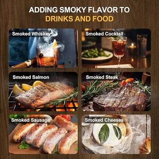 BORUIT BBQ ชิปไม้รมควัน, โมเลกุลอาหาร Gourmet ไม้ฝุ่น, สําหรับปรุงรสเนื้อ, ชิปไม้ทําอาหารสําหรับบาร์บีคิวเครื่องดื่มค็อกเทลเนื้อชีส