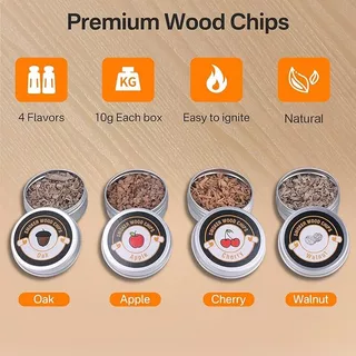 BORUIT BBQ ชิปไม้รมควัน, โมเลกุลอาหาร Gourmet ไม้ฝุ่น, สําหรับปรุงรสเนื้อ, ชิปไม้ทําอาหารสําหรับบาร์บีคิวเครื่องดื่มค็อกเทลเนื้อชีส