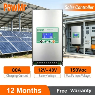PowMr 80A MPPT คอนโทรลเลอร์ชาร์จพลังงานแสงอาทิตย์อัตโนมัติ 12V/24V/36V/48V Max PV อินพุต 150V รองรับแบตเตอรี่ลิเธียมประเภทแบตเตอรี่ทั้งหมด