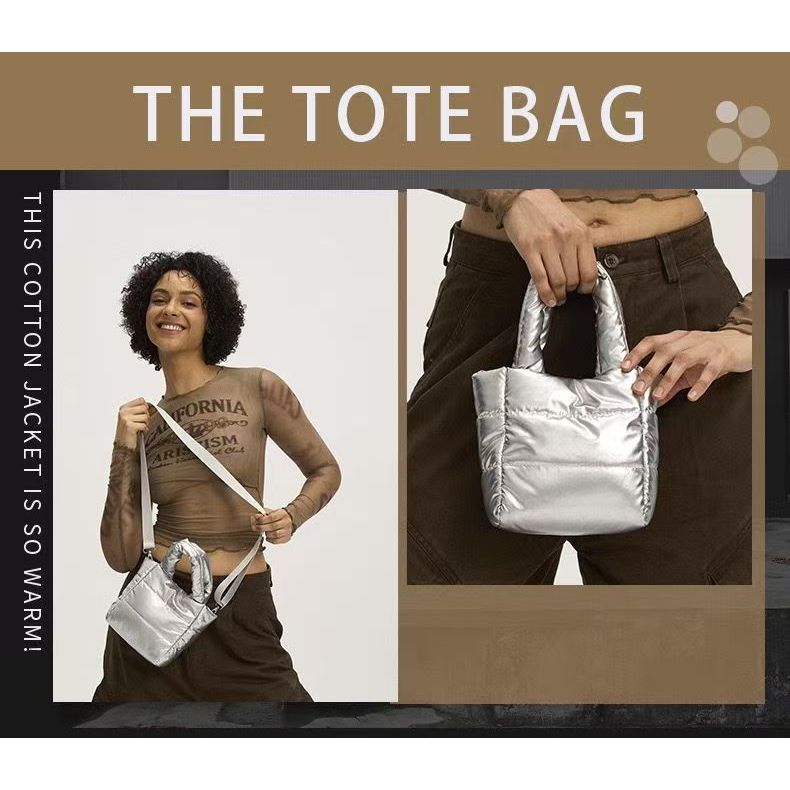 ใหม่ Niche Design เวอร์ชั่นเกาหลีเบาะเสื้อผ้ากระเป๋าแฟชั่น Simple All-Match Cotton-Filled กระเป๋าถือ Commuter Cross-Body ไหล่หญิงกระเป๋า