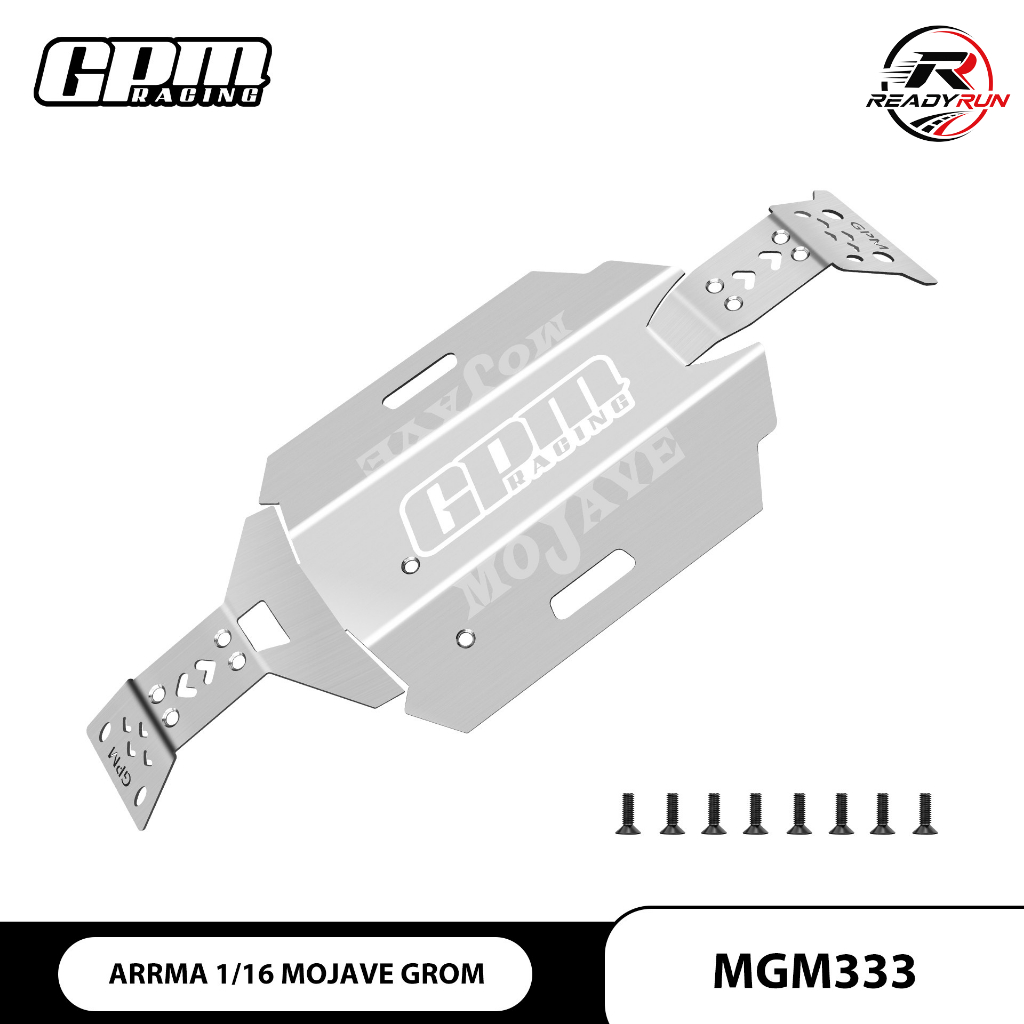 GPM ชุดแผ่นลื่นไถลสแตนเลส 1 มม. สําหรับ ARRMA 1/16 Mojave Grom RC รถ, แชสซีฝาครอบป้องกันอะไหล่อัพเกรด